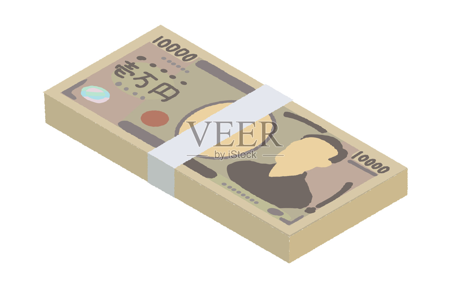 手写体纸币插图_捆绑10000日元。插画图片素材