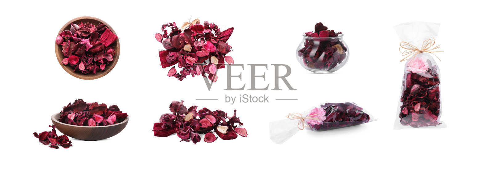 一套白色背景的香包和碗。旗帜设计照片摄影图片