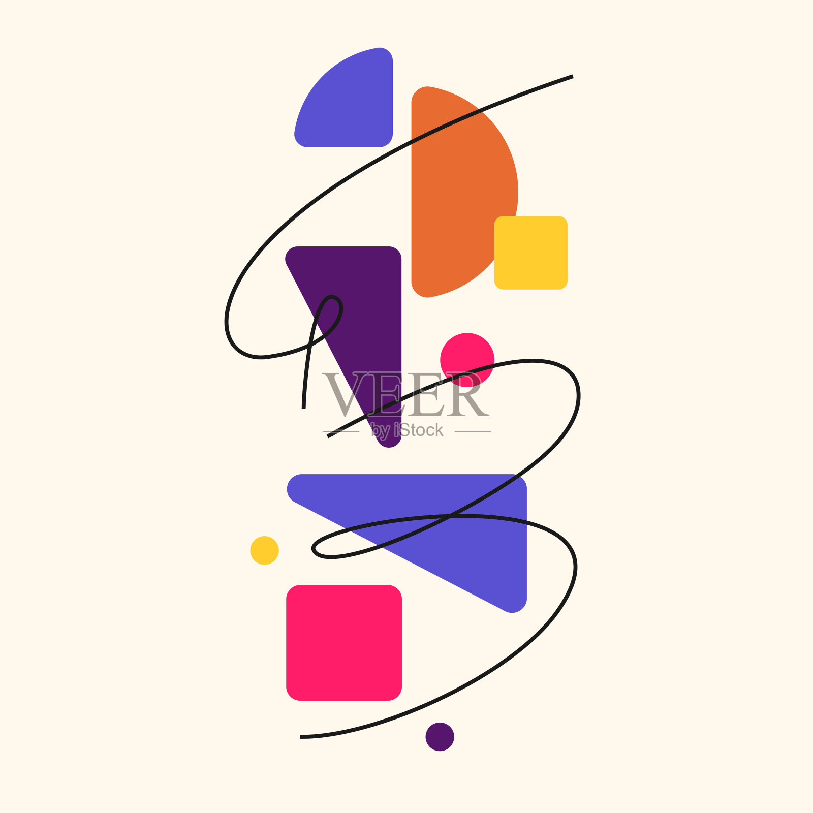 现代几何构图的各种形状。设计插图。趋势图中的抽象背景。插画图片素材