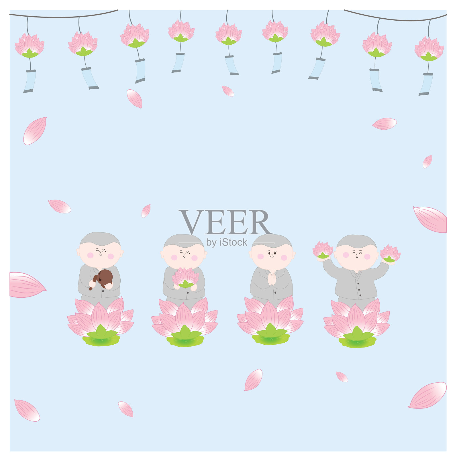 佛教僧侣海报插画图片素材