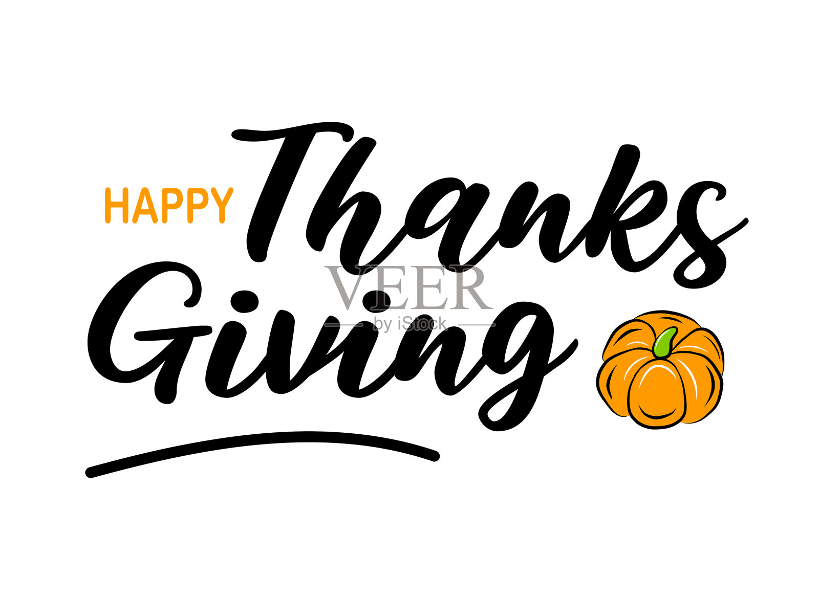 手写的字体。可爱的感恩节贺卡或t恤打印模板。矢量引用插图。插画图片素材