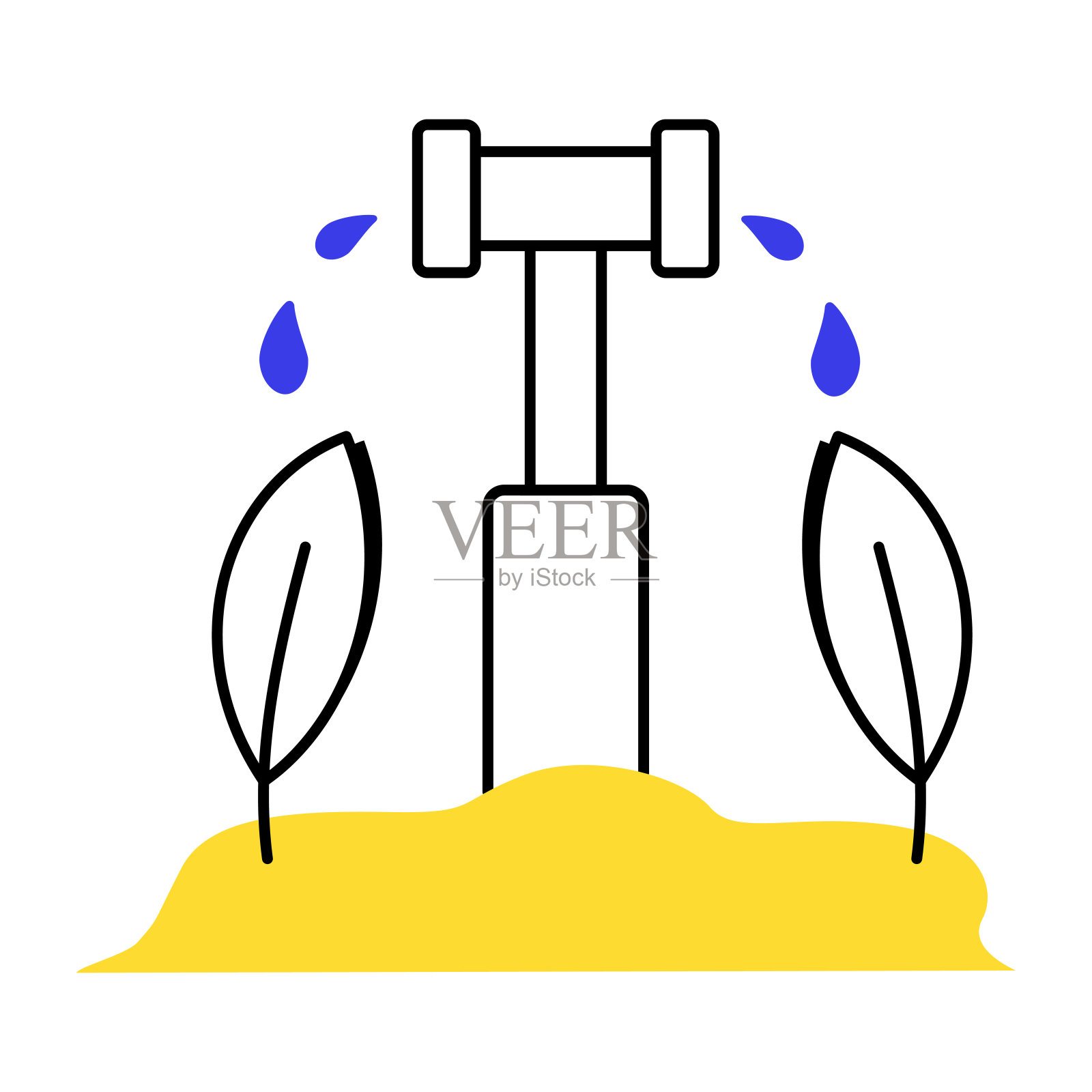 植物洒水插画图片素材