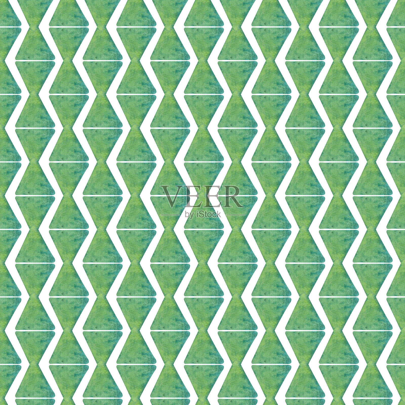 水彩无缝手绘几何图案与菱形的彩色波浪插画图片素材