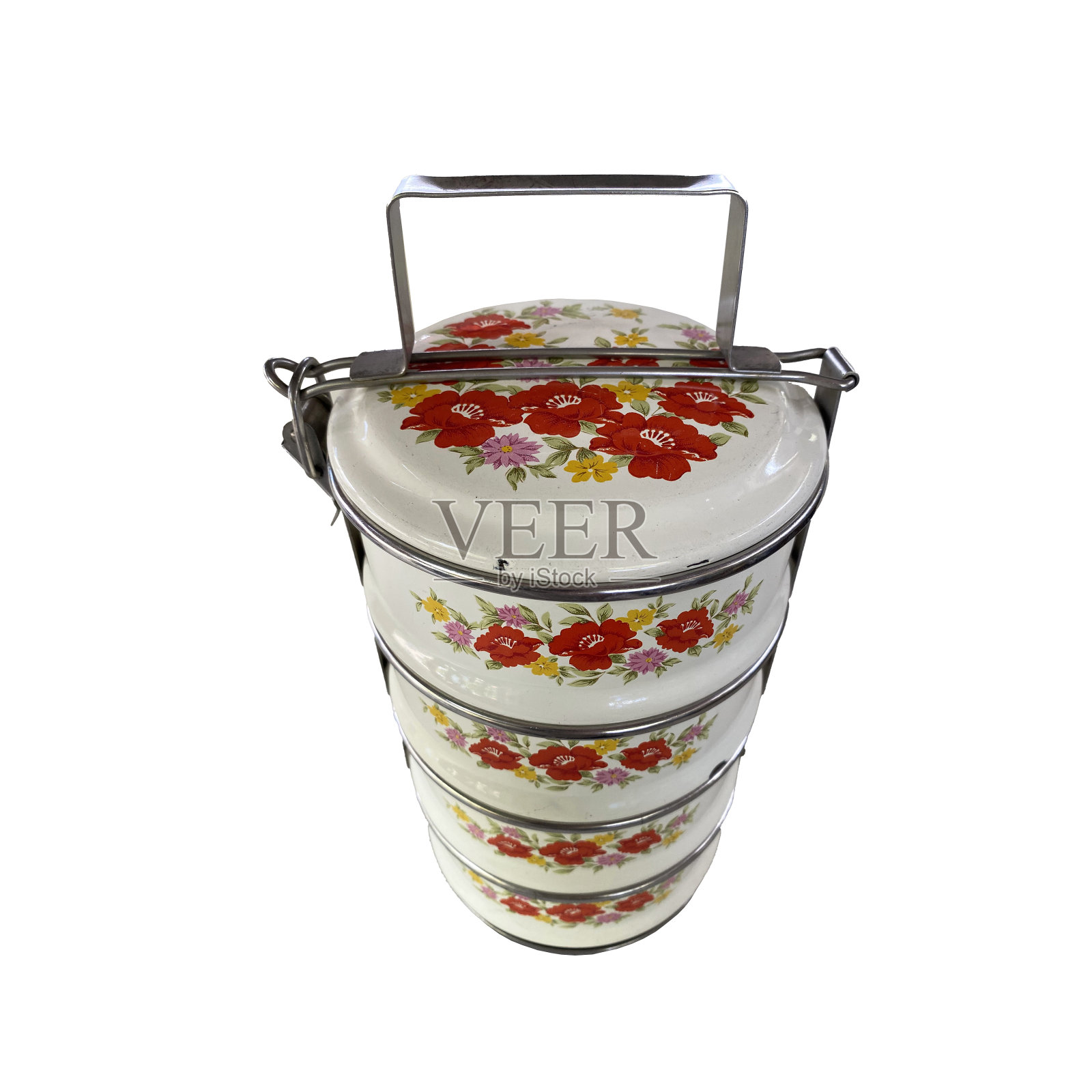 奶油色的午餐配上红花照片摄影图片