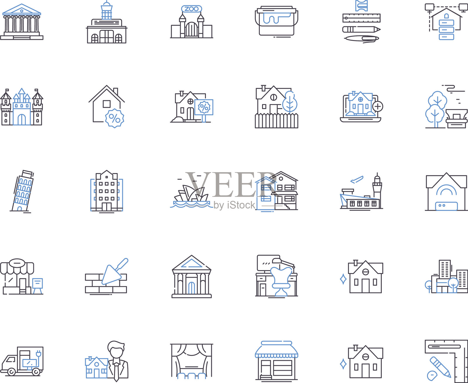 住宅内部线条图标收集舒适图标素材