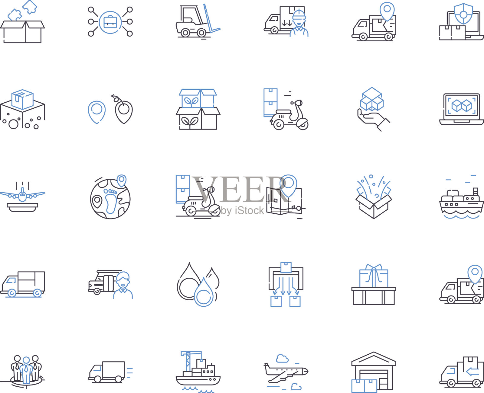 配送计划线图标收集物流图标素材