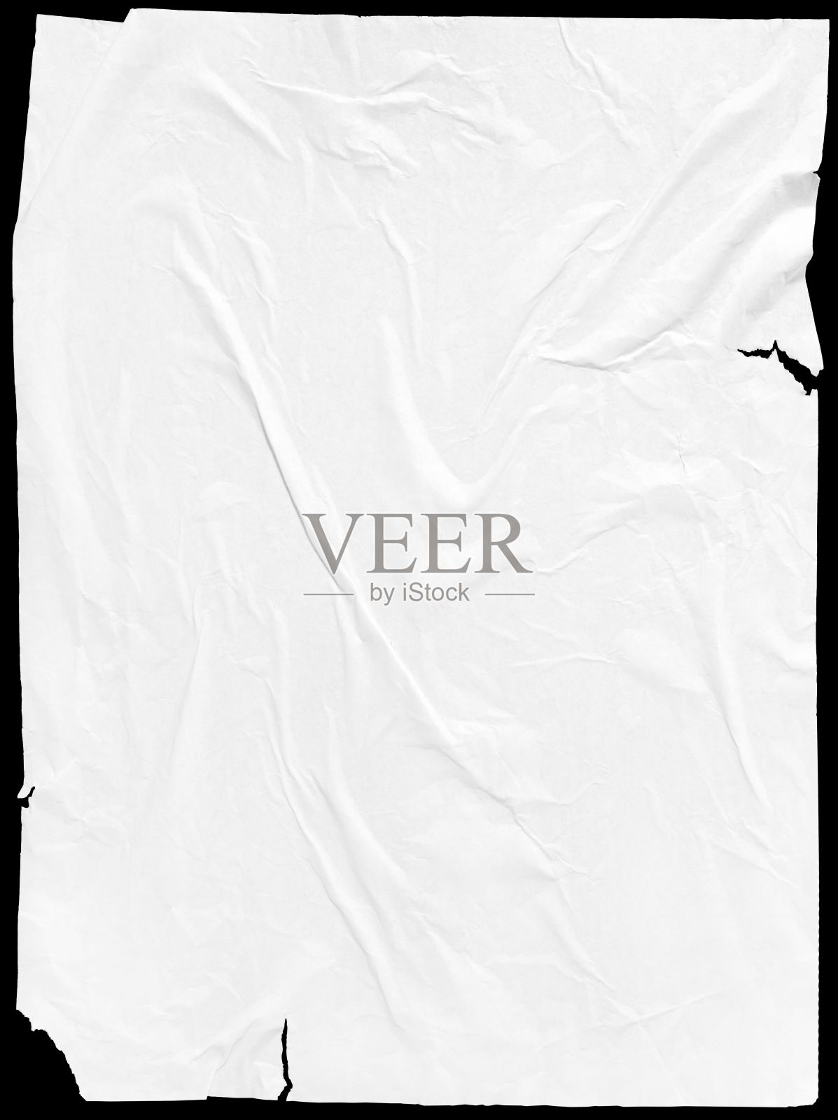 在黑色背景上有复制空间的皱巴巴的白纸照片摄影图片