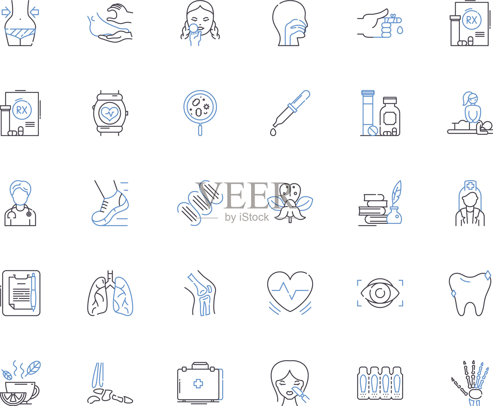医疗保健提供者行图标集合图标素材