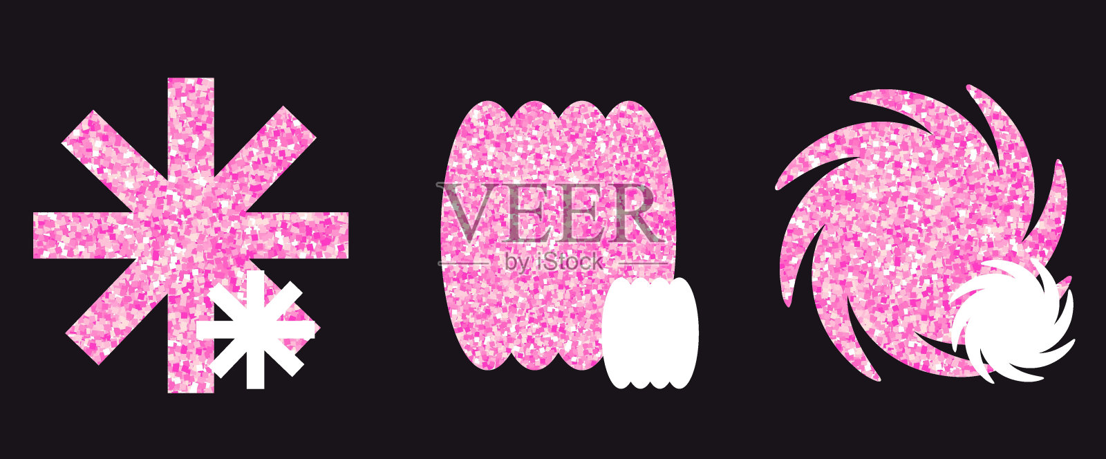 时尚的抽象几何形状。带有粉红色闪光的元素。21世纪的流行元素。元素用于海报、贴纸的设计。矢量插图。插画图片素材