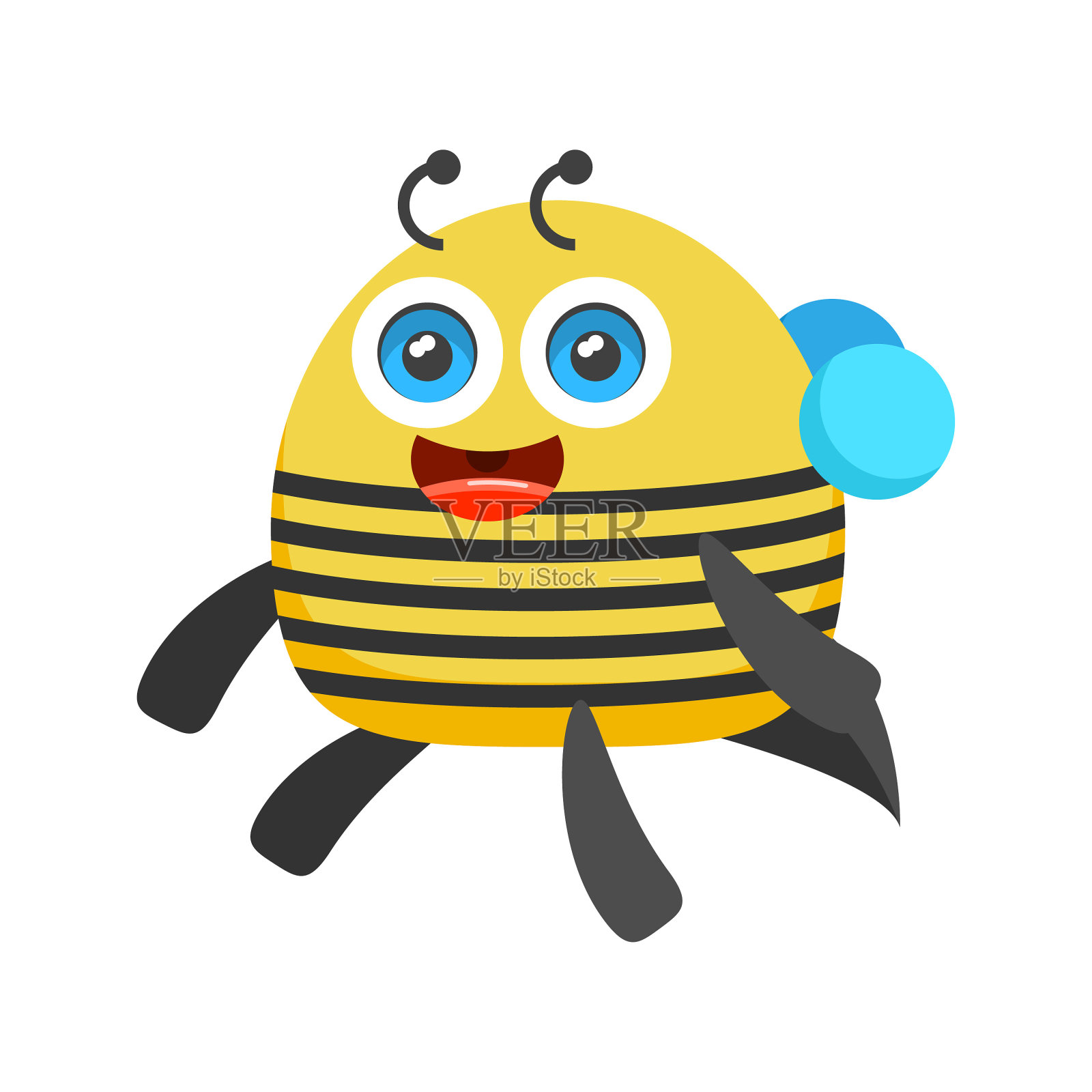 抽象平面卡通动物昆虫甲虫蜜蜂与眼镜飞蜜黄色动物矢量设计风格元素动物野生动物插画图片素材