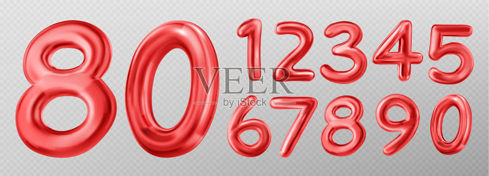 3d红色数字字体，气球的数字插画图片素材