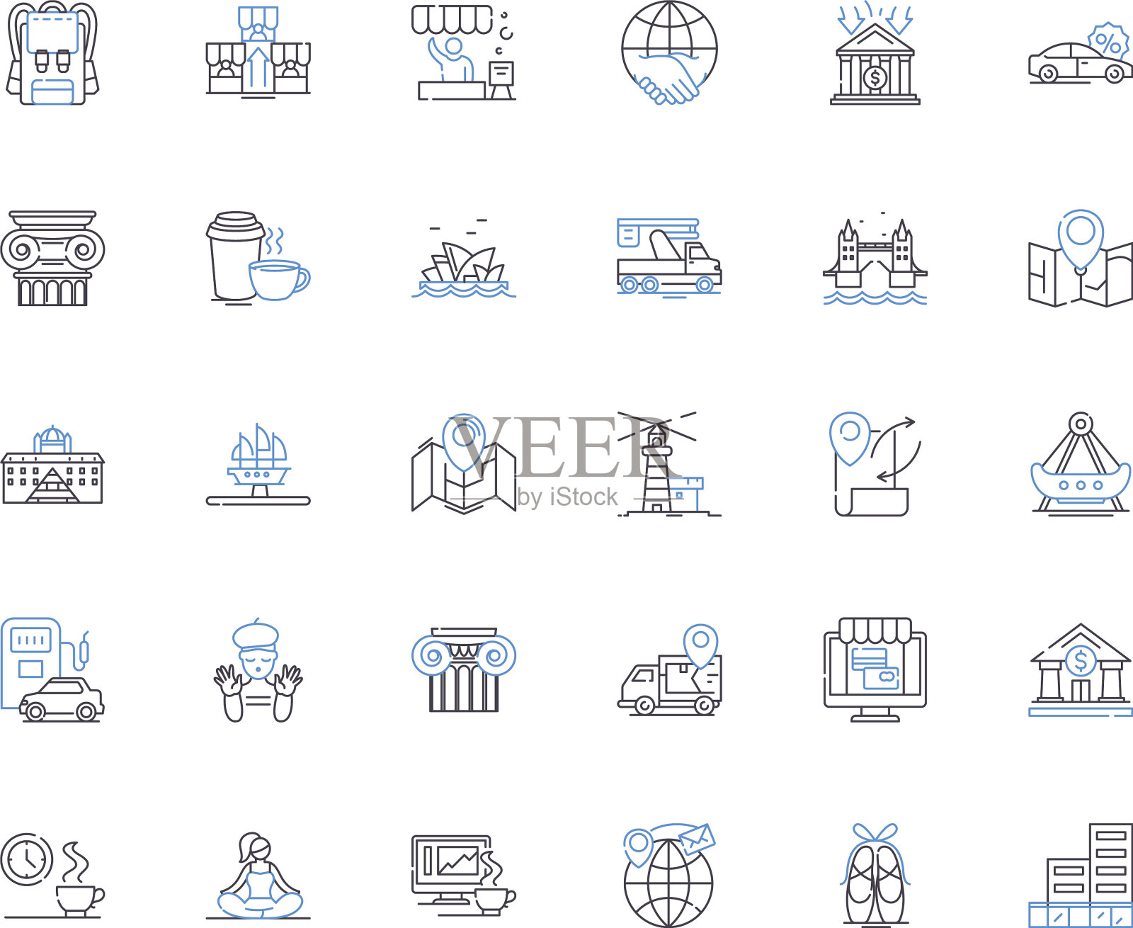 时尚界线条图标集合潮流风格图标素材