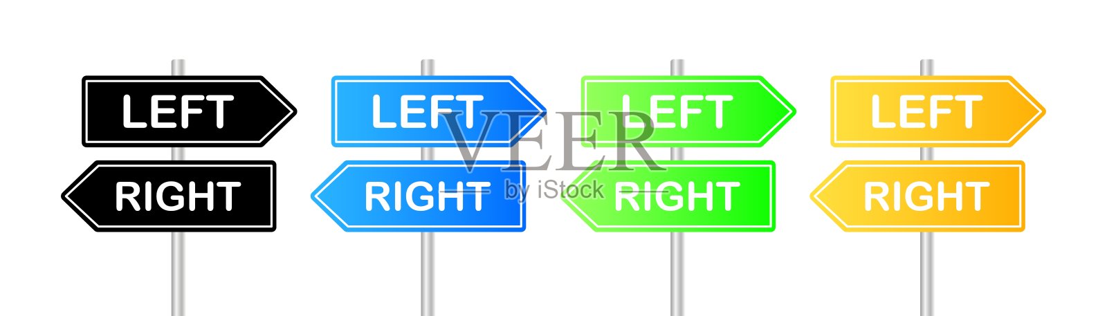 指针。平面，彩色，指针左右。矢量图标。插画图片素材