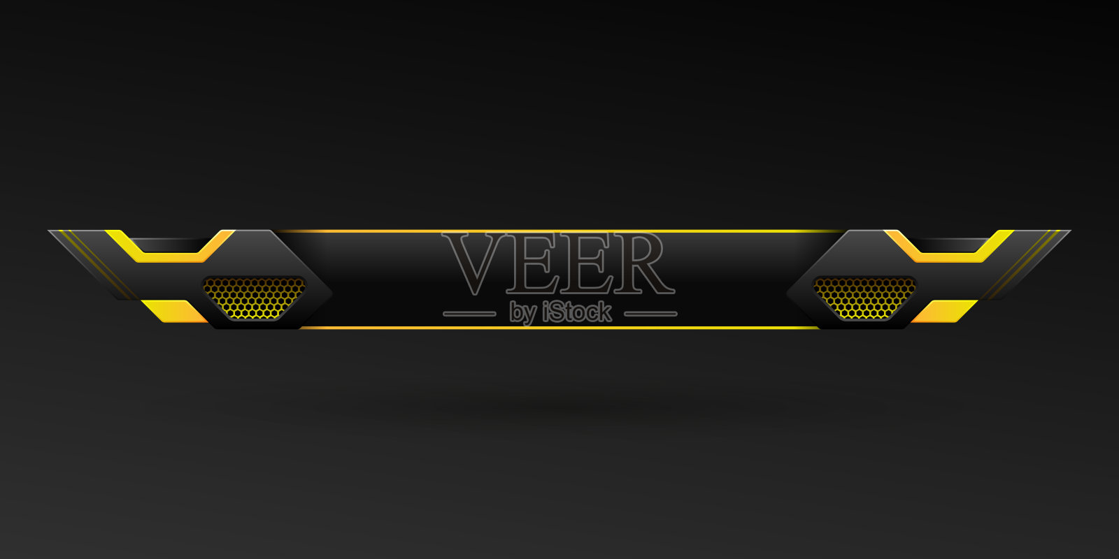 抽象的黑黄游戏gui下第三个标题横幅模板插画图片素材