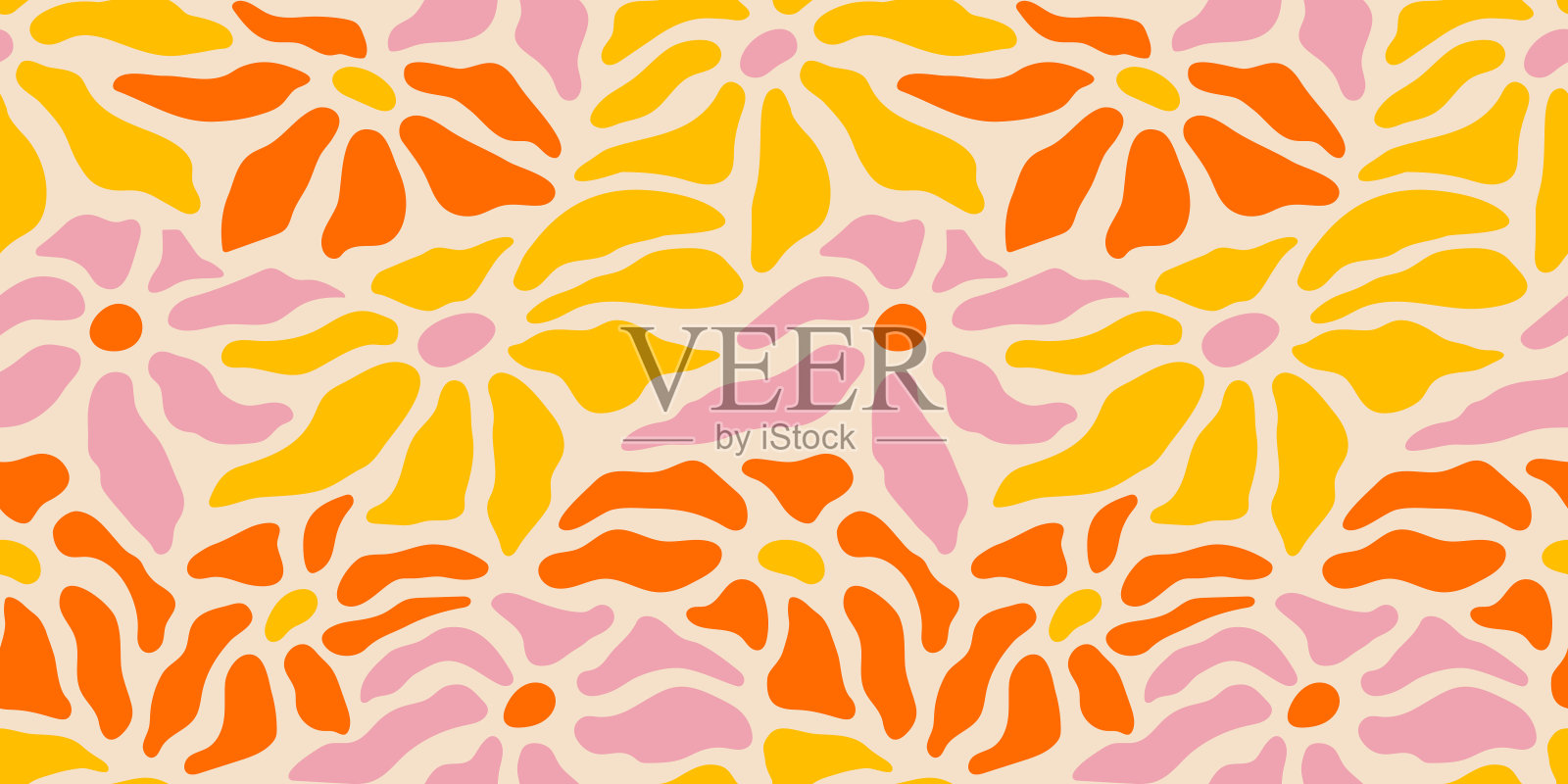 抽象花卉艺术拼贴无缝图案插画图片素材