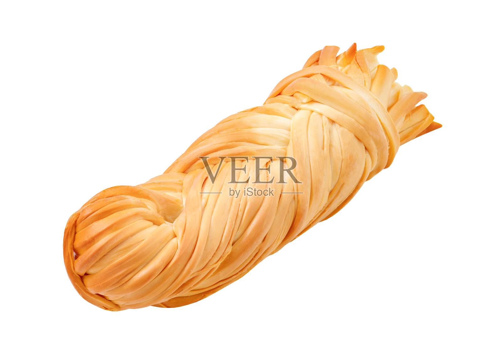 Suluguni烟熏辫子奶酪，隔离在白色背景与剪辑路径照片摄影图片