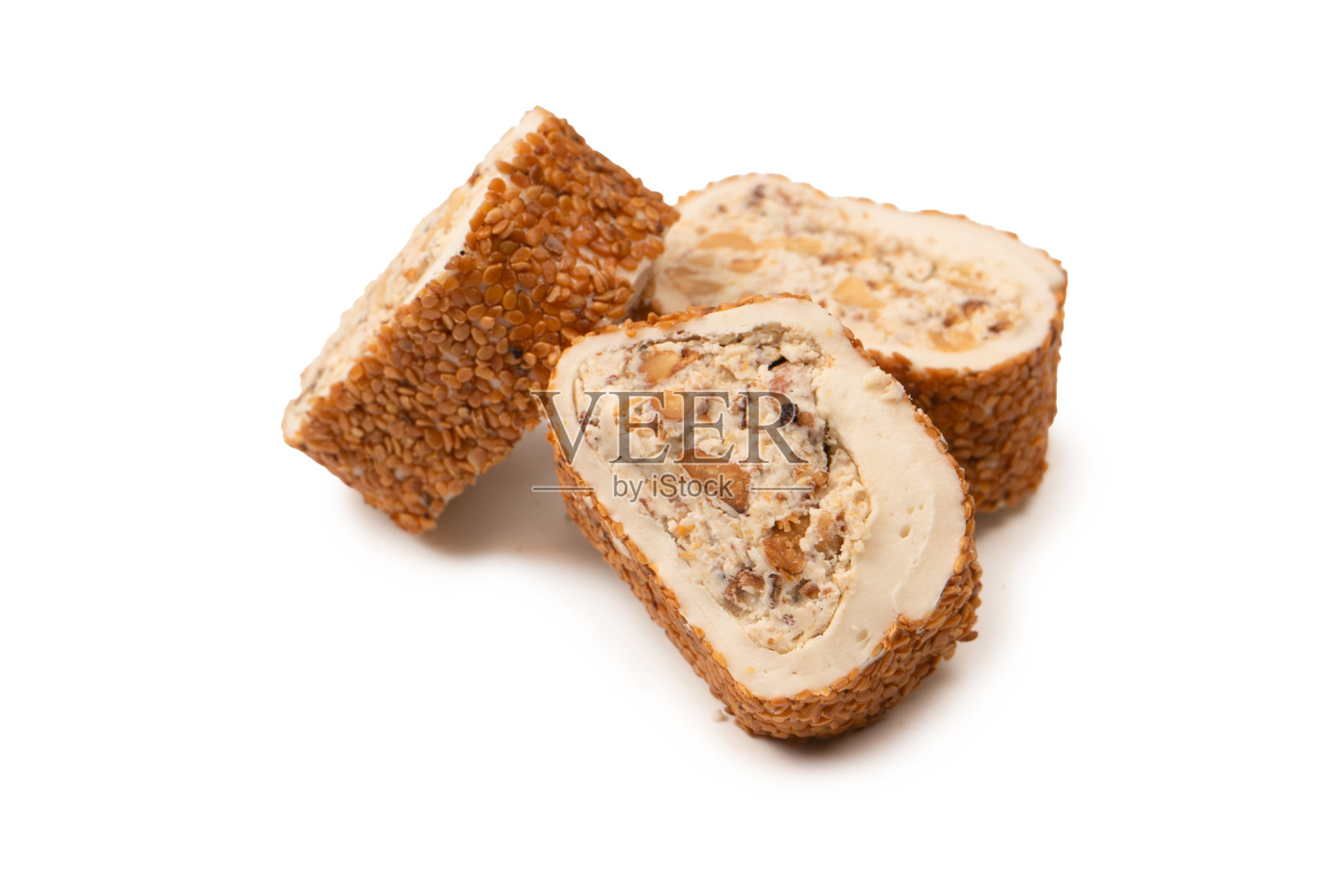 坚果甜卷，土耳其甜点。照片摄影图片