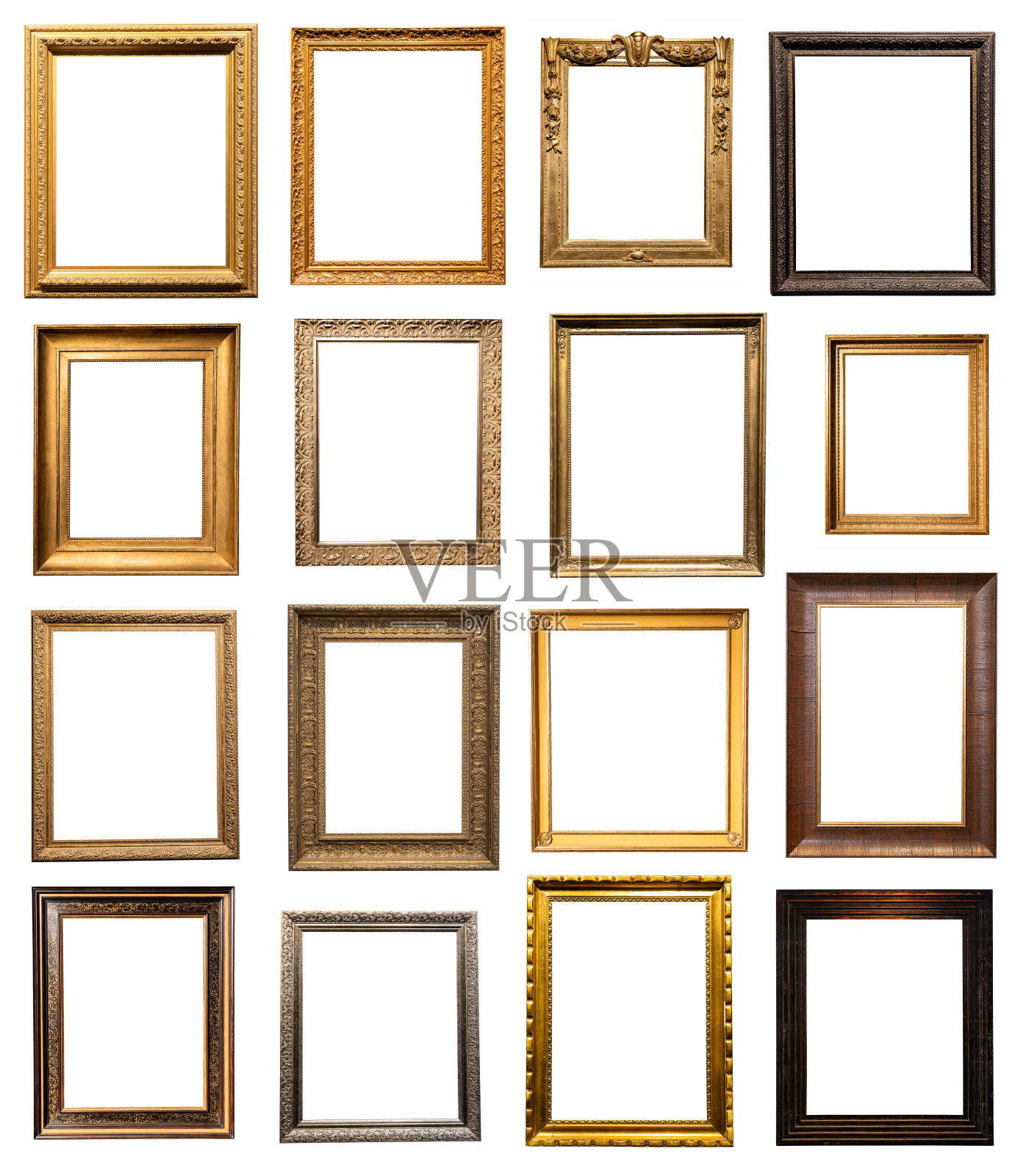 一套立式旧木框孤立照片摄影图片