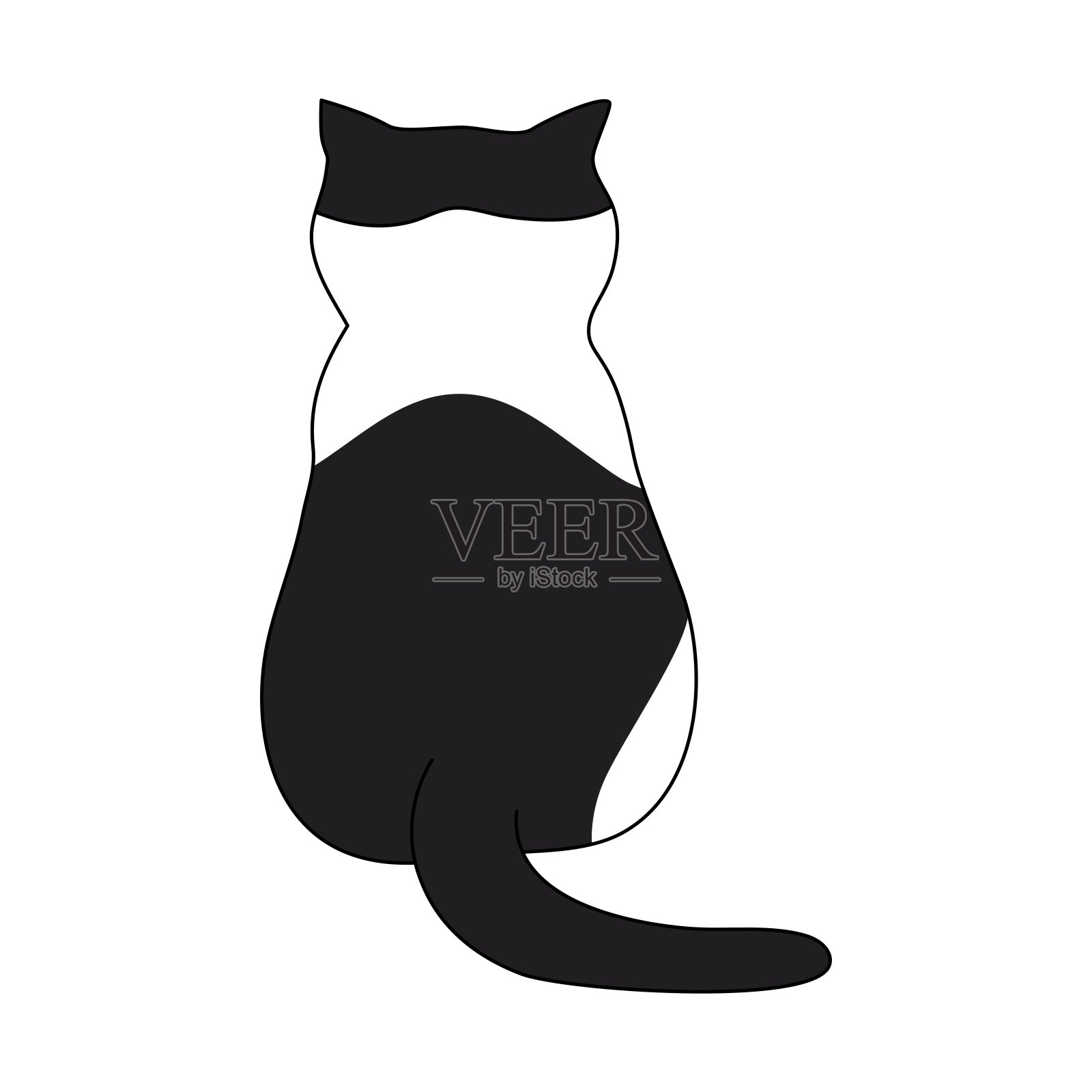 动物，宠物，黑色，白色，猫，可爱，小猫，猫，小猫，国内，脸，哺乳动物，背景，孤立，可爱，有趣，肖像，皮毛，设计，插画图片素材