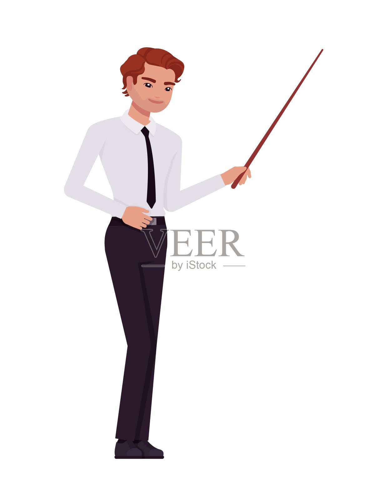 商务人士，有效的男性正装经理站在教鞭插画图片素材