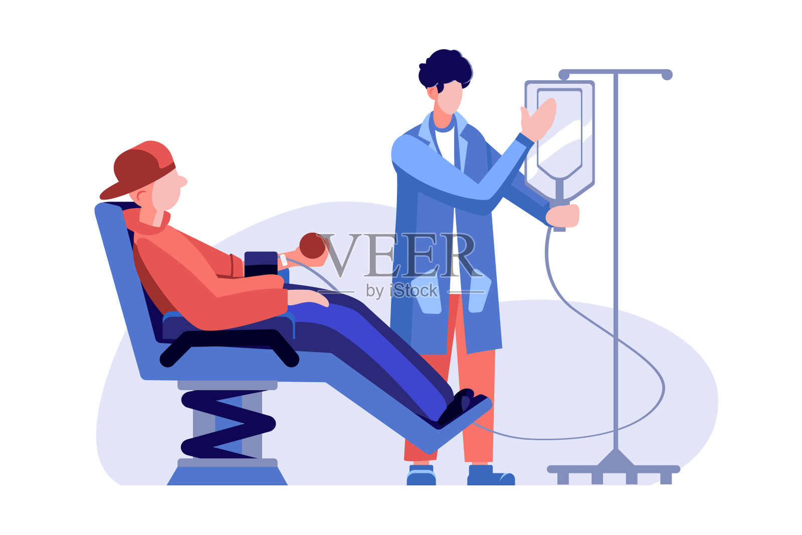 专业的采血师从静脉采集人类血液插画图片素材