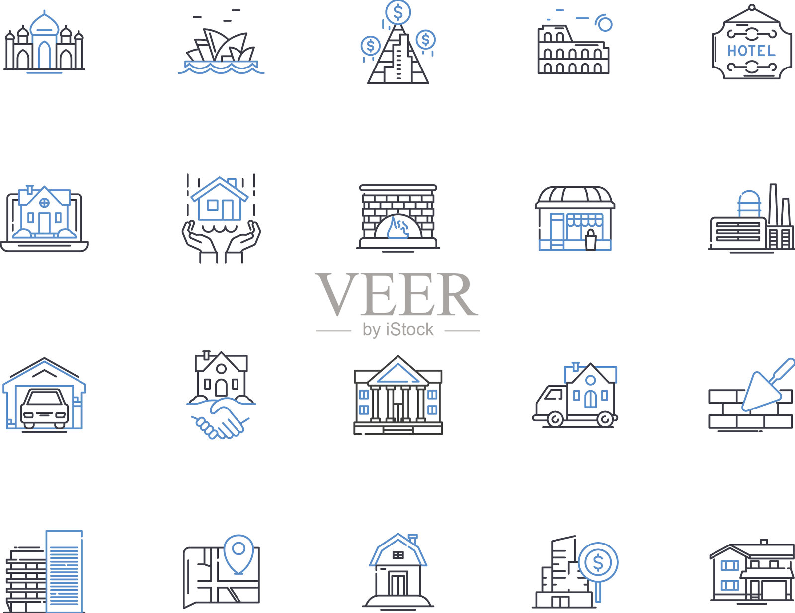 房地产投资线图标集合图标素材