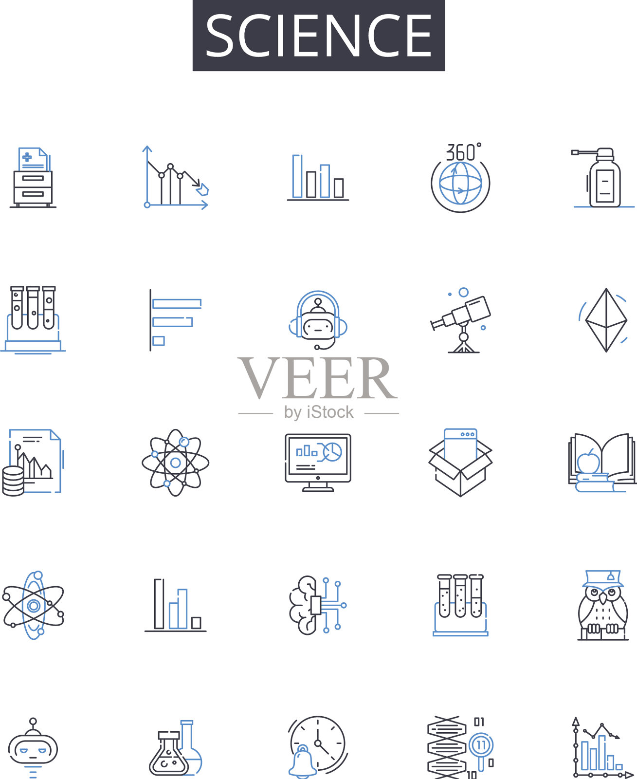 科学线图标集合数学化学图标素材