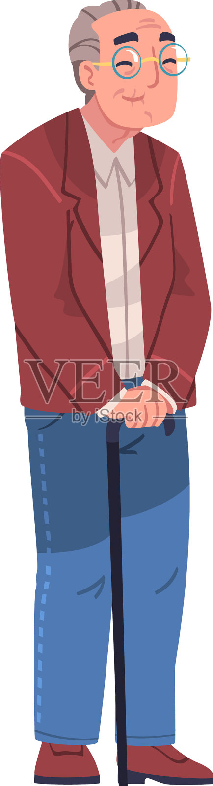 快乐微笑的白发老人性格设计元素图片