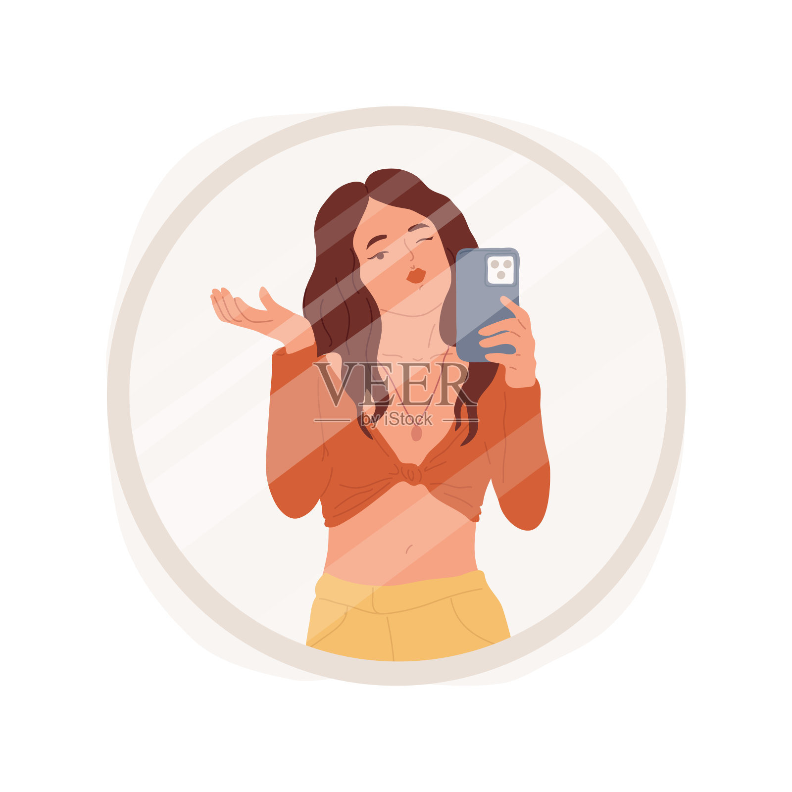 做鬼脸视频隔离卡通矢量插图插画图片素材