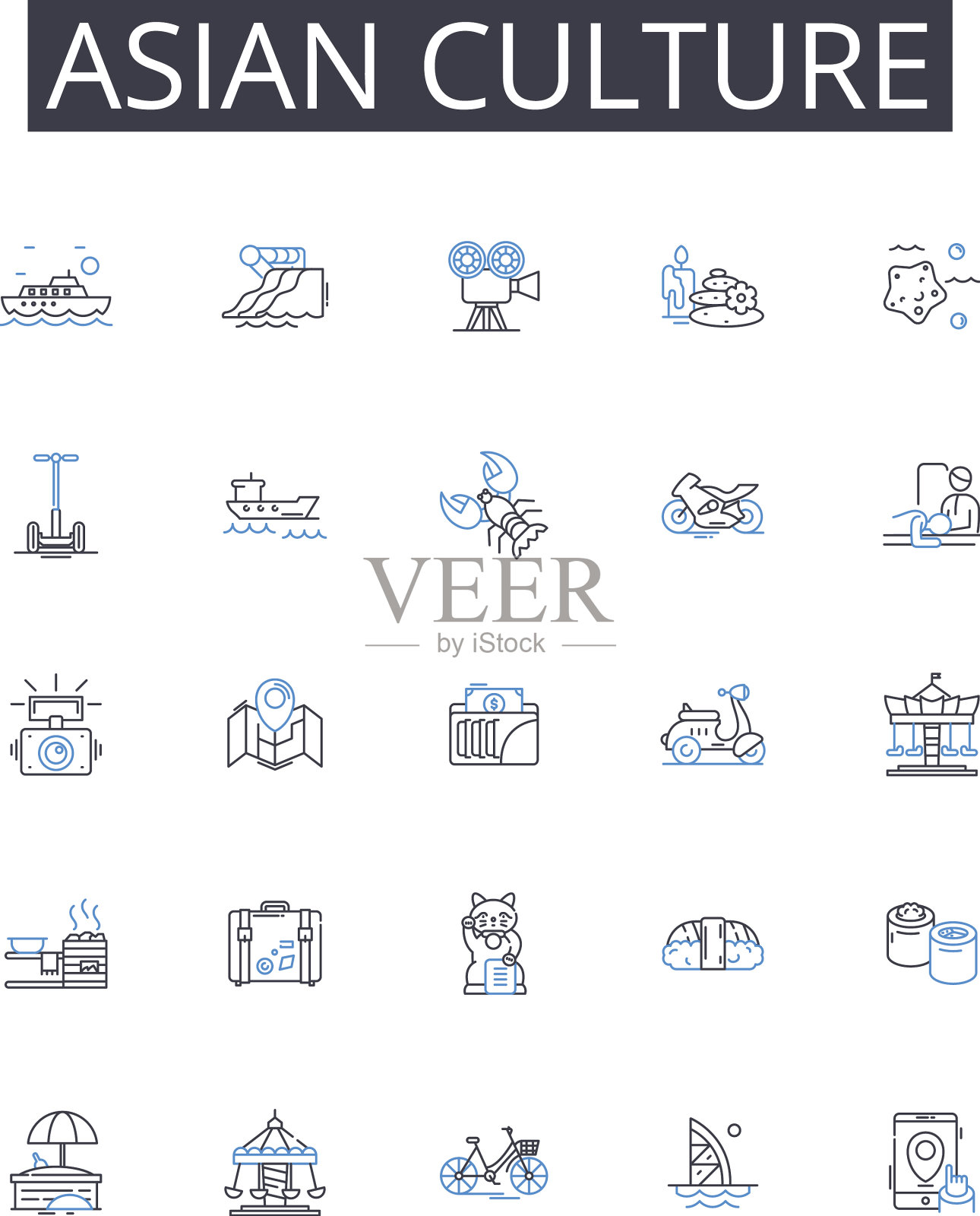 亚洲文化线图标收藏东方图标素材