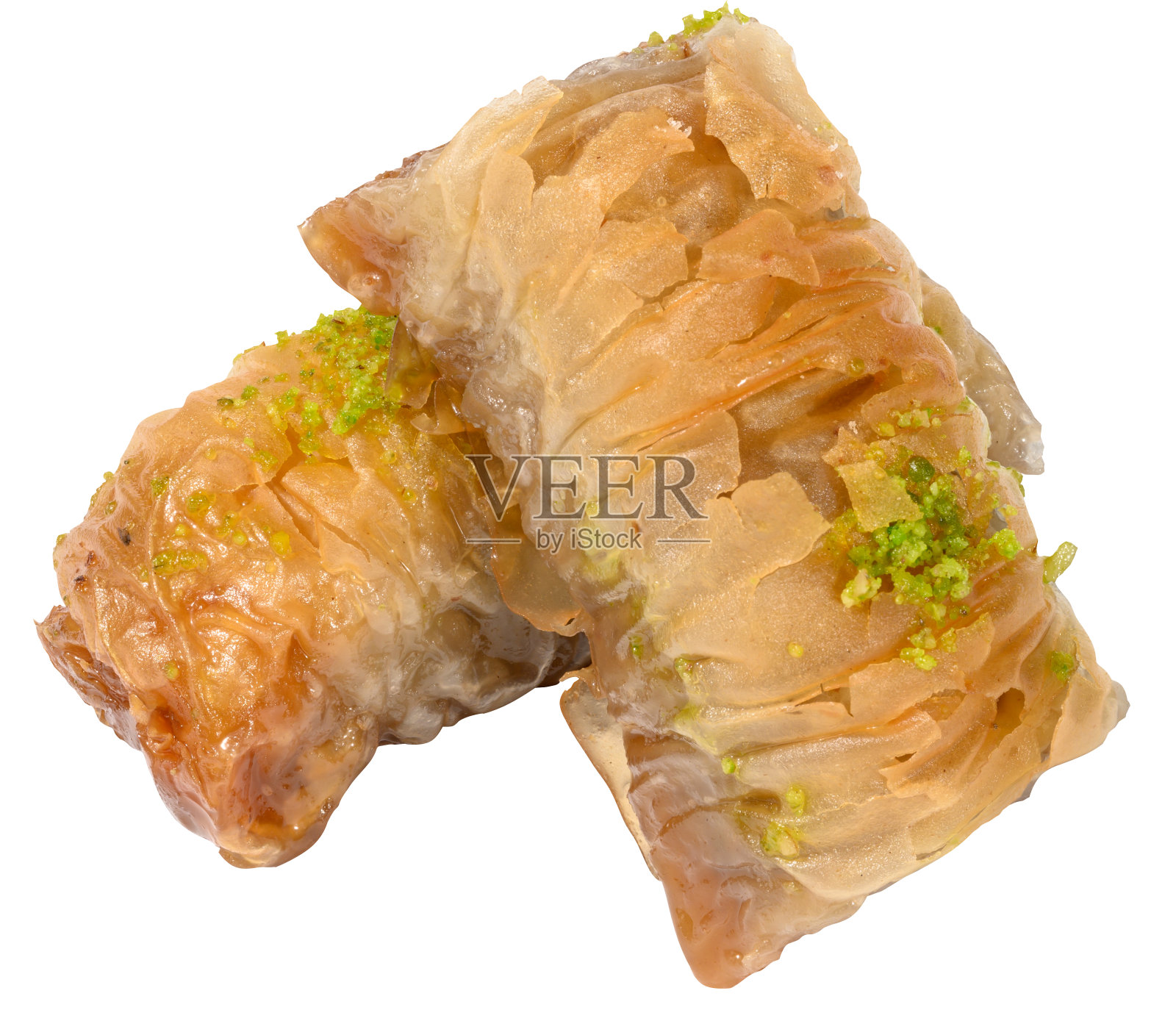 白色背景上的蜂蜜烤果仁蜜饼照片摄影图片