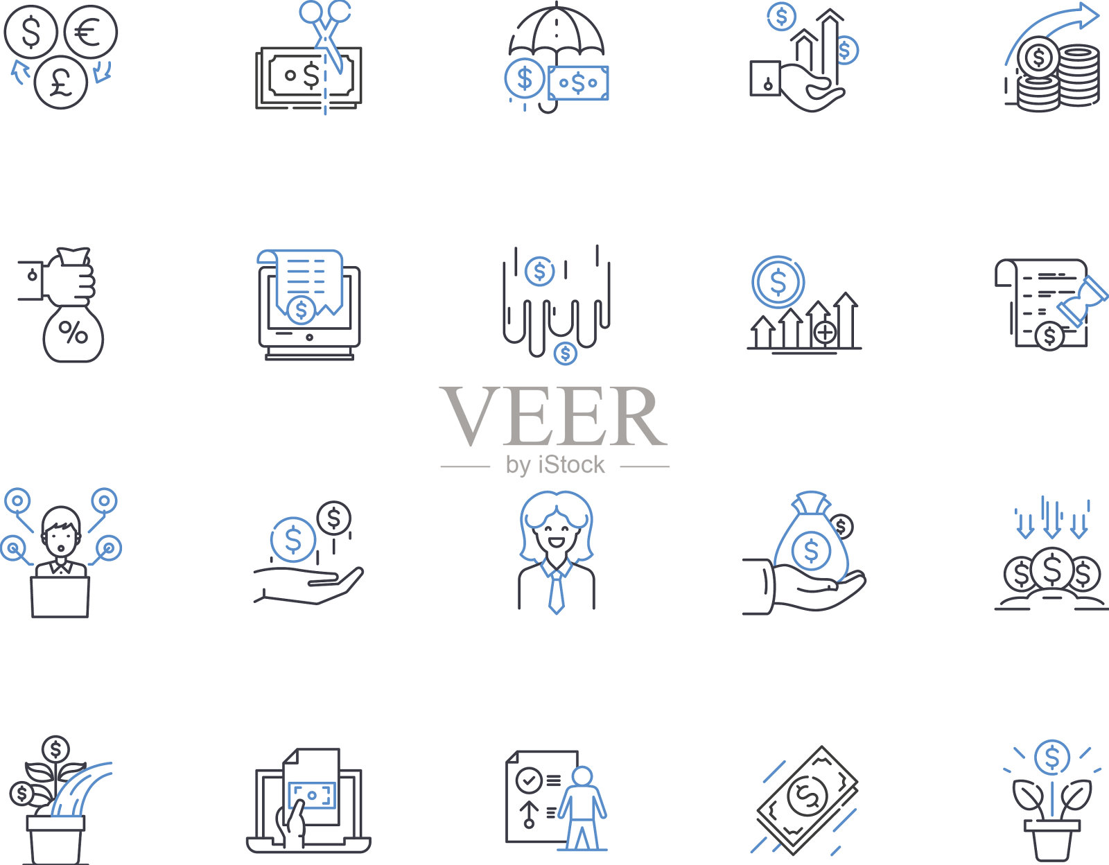 借款线图标收集贷款信用图标素材