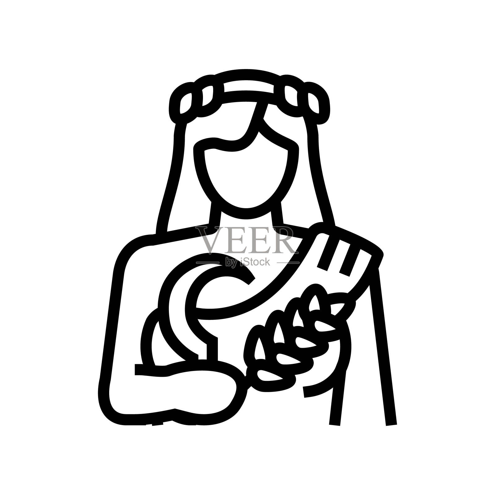 得墨忒耳希腊神神话线图标矢量插图插画图片素材
