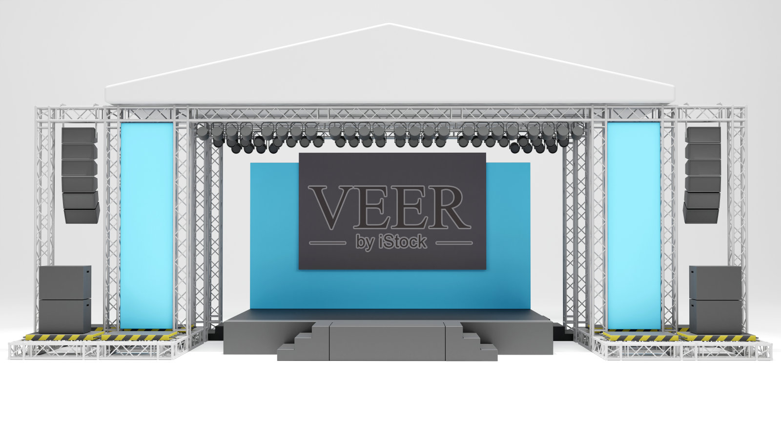 户外活动舞台设计的3d效果图，用于灯光和音响系统的展示，音乐会演出业务照片摄影图片