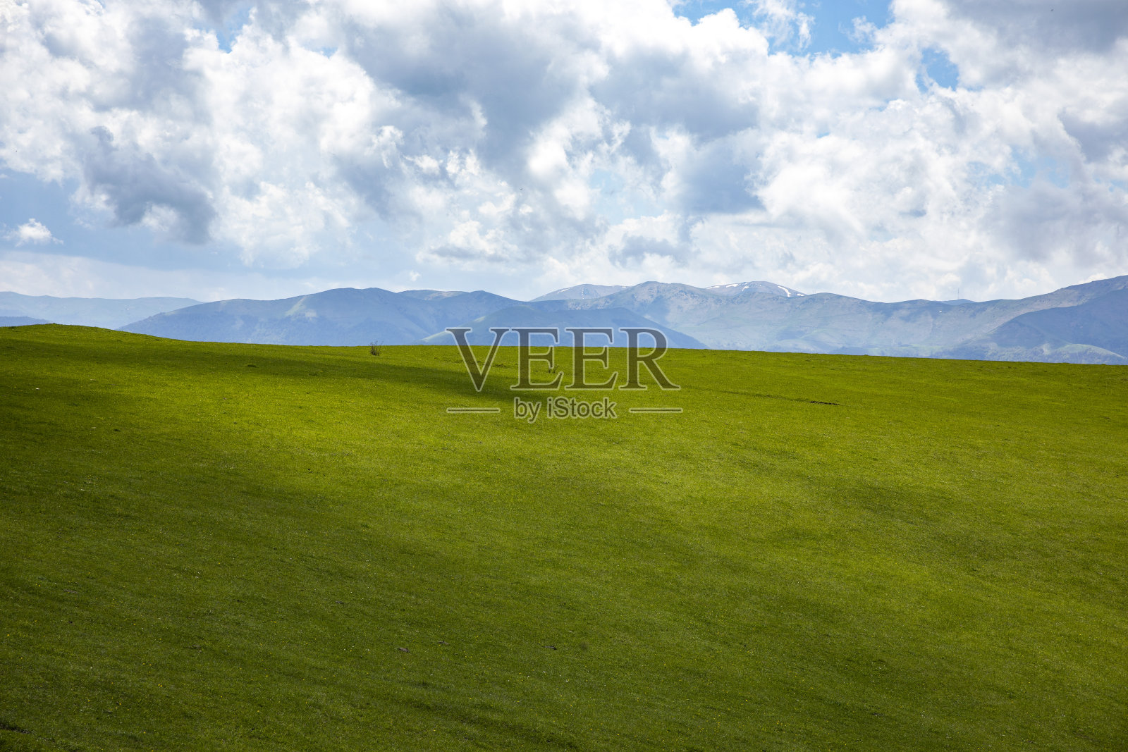 夏天山绿草蓝天景观照片摄影图片