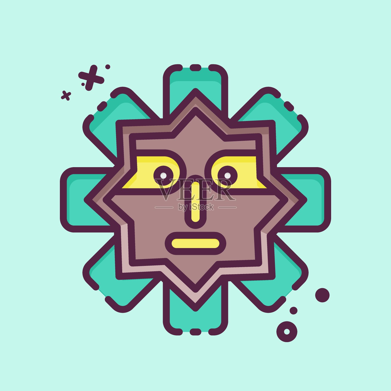 图标的面具。与美洲土著象征有关。MBE风格。简单的设计可编辑插画图片素材