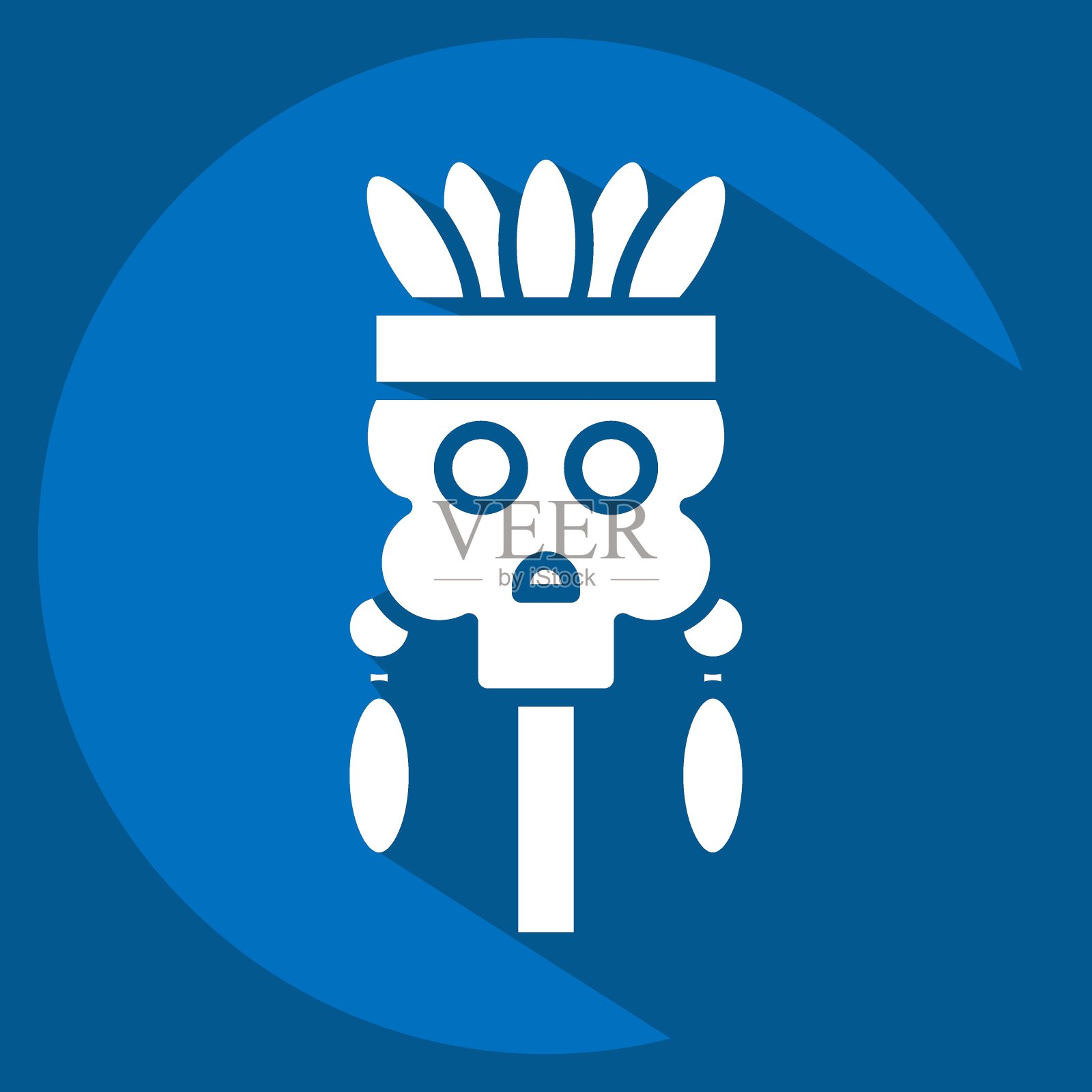 图标的头骨。与美洲土著象征有关。长影式。简单的设计可编辑插画图片素材