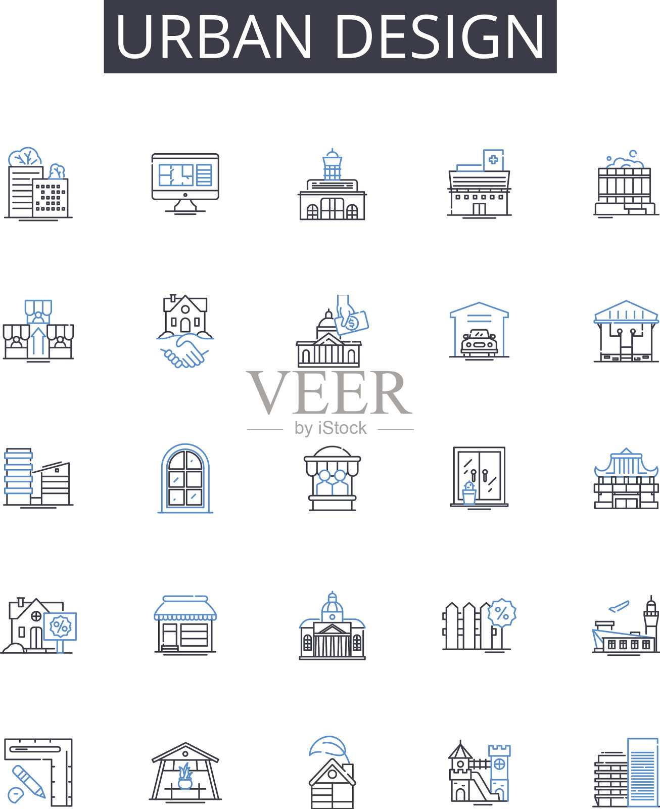 城市设计线图标平面设计集图标素材
