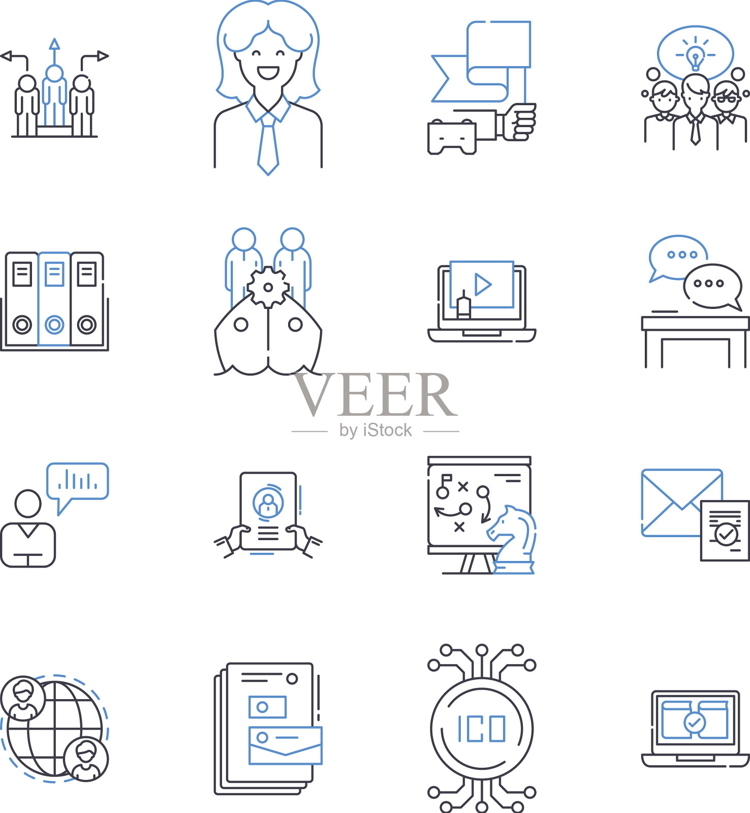 市场管理线图标收集营销图标素材