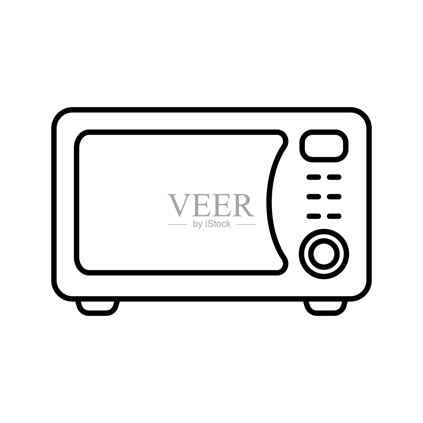 微波炉图标。厨房电器图标。矢量插图。图标素材