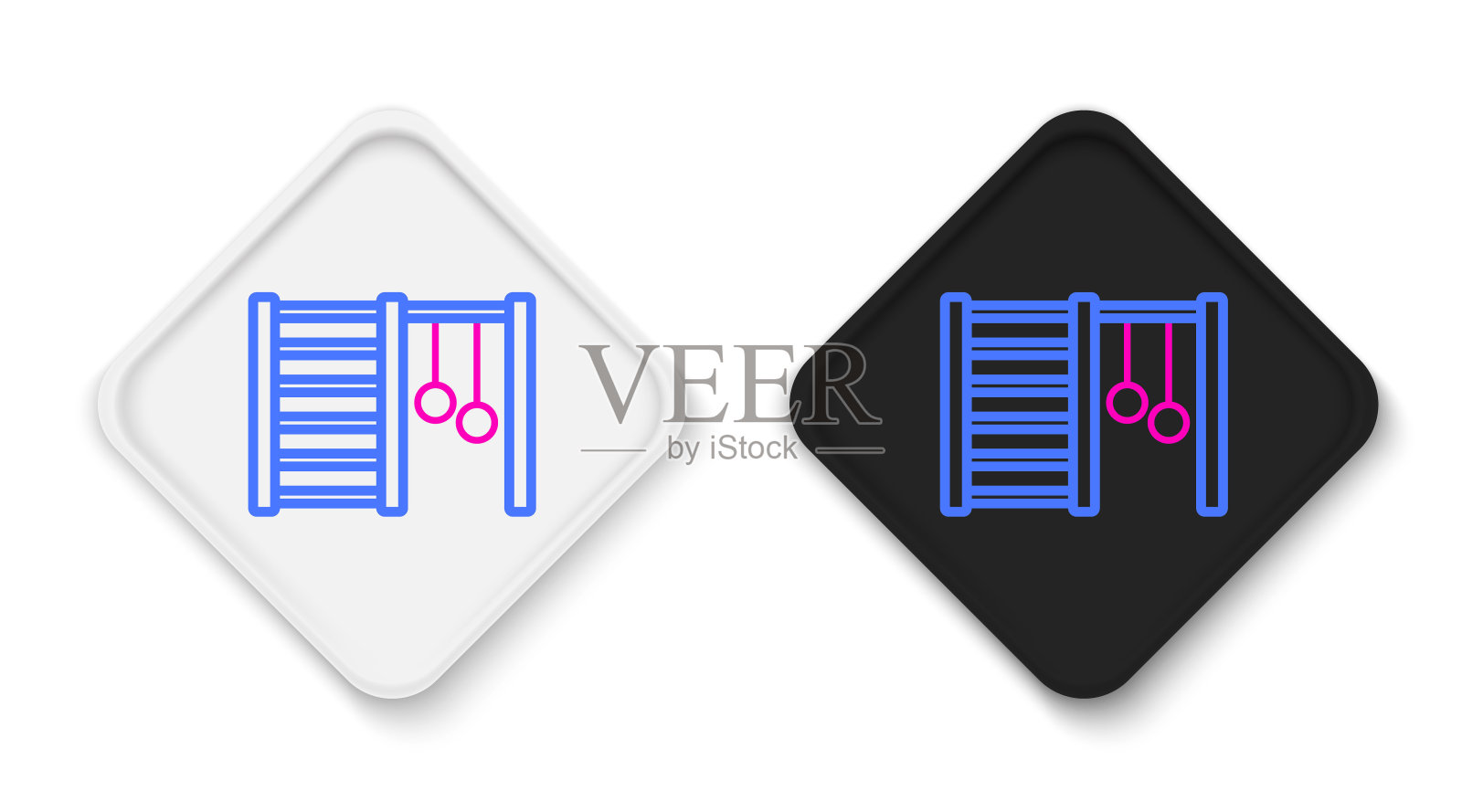 线木瑞典墙图标孤立在白色背景。瑞典的楼梯。色彩缤纷的轮廓概念。向量图标素材