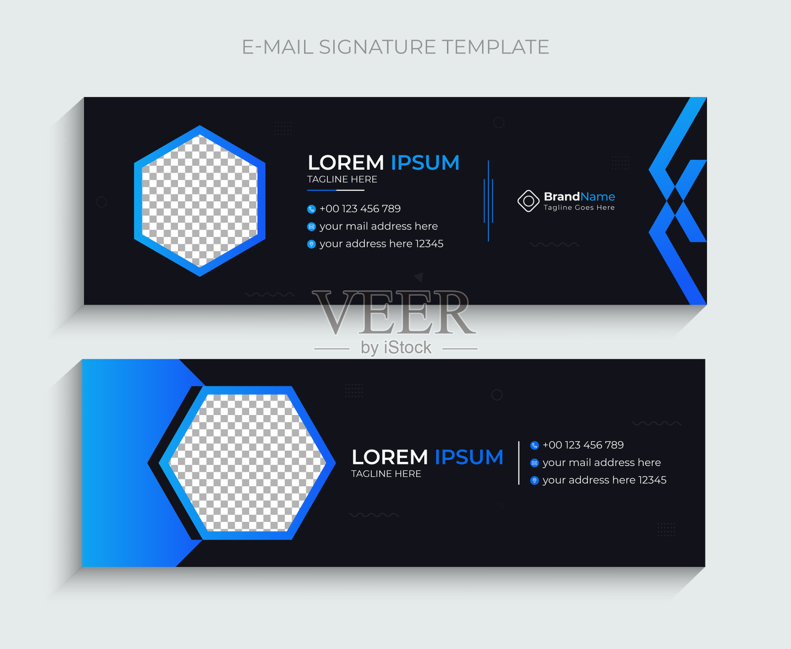 现代，创意，和最小的企业电子邮件签名或电子邮件页脚设计模板。专业优雅的企业商务电子邮件签名设计模板。插画图片素材