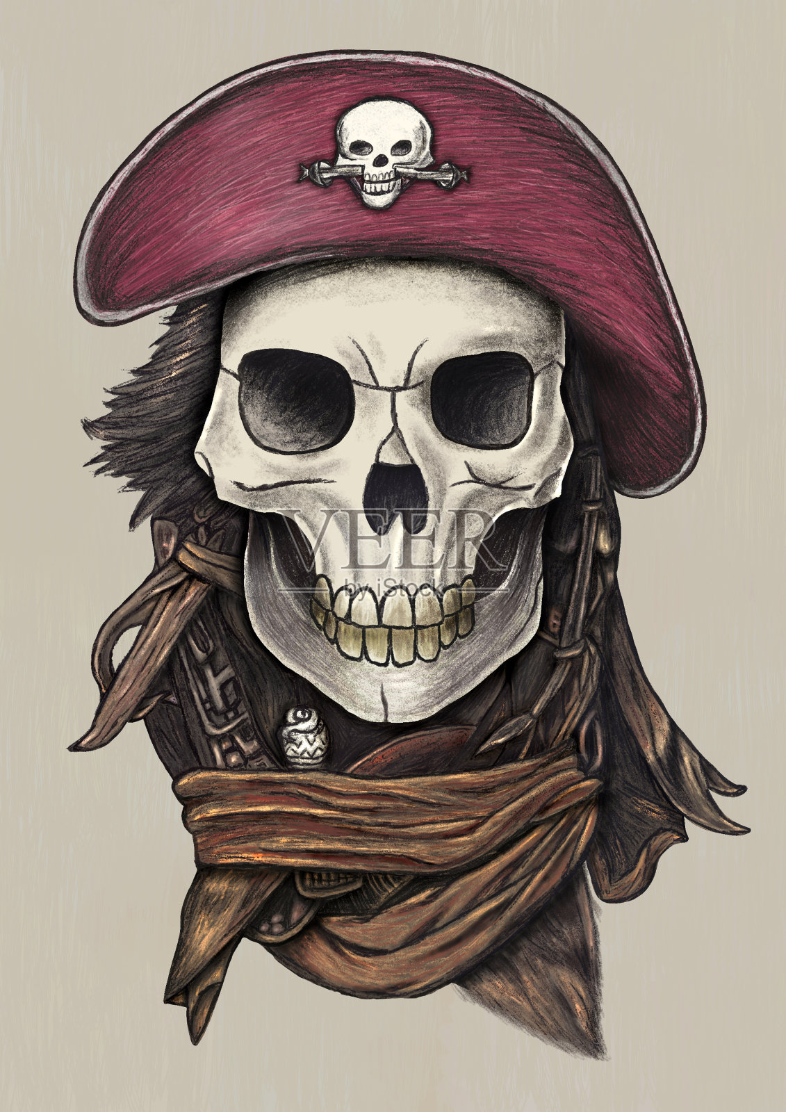 海盗划船插画图片素材