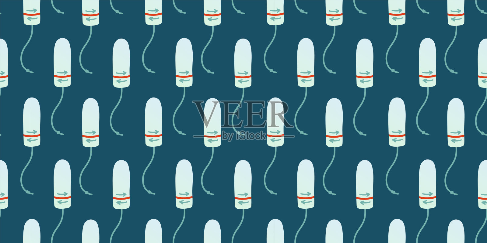 经期无缝图案卫生棉条、卫生巾、月经杯。女性月经周期规律的概念。经期，月经，经前综合症，卵巢矢量插图插画图片素材