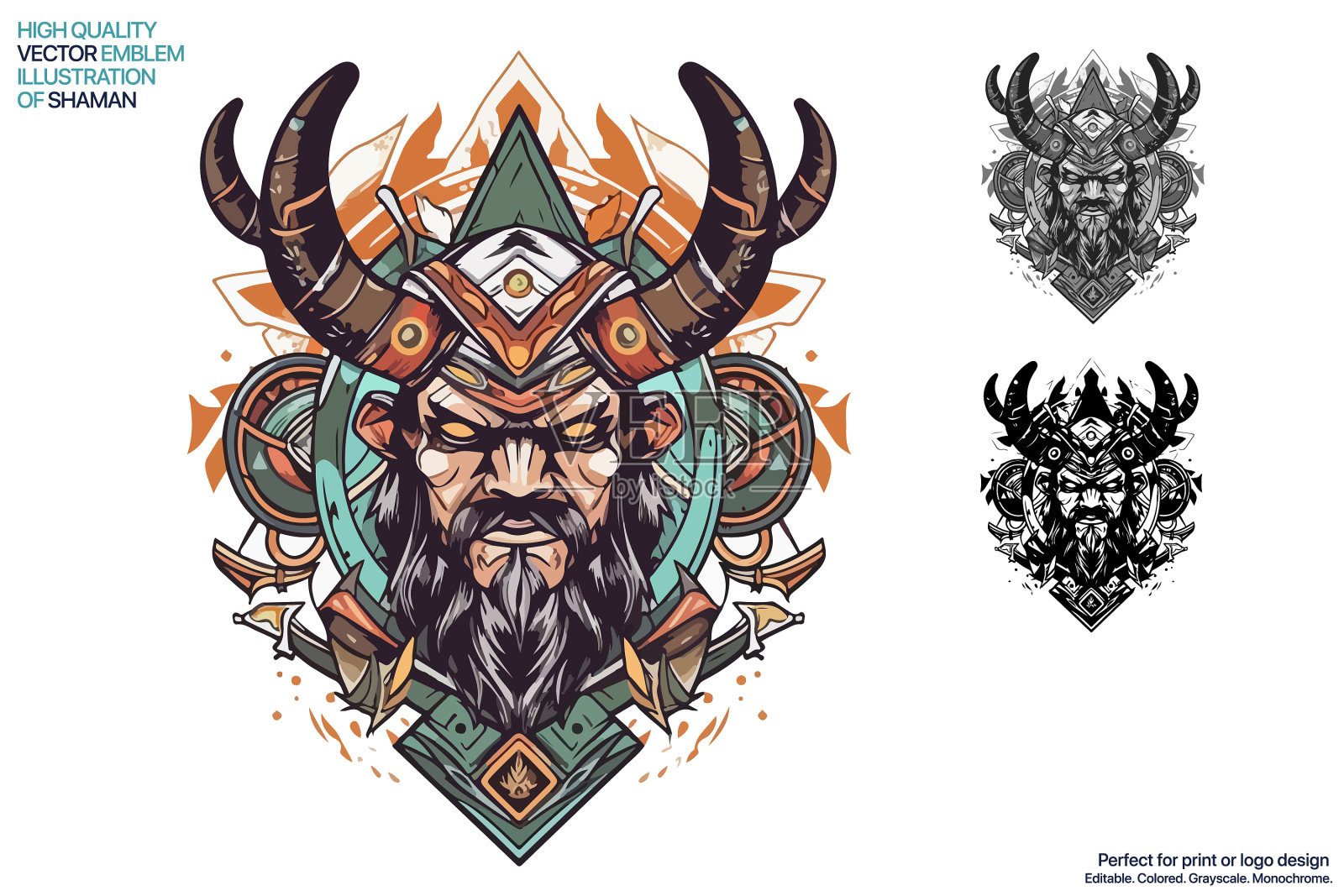 印度首席吉祥物电子竞技会徽标志设计插画图片素材