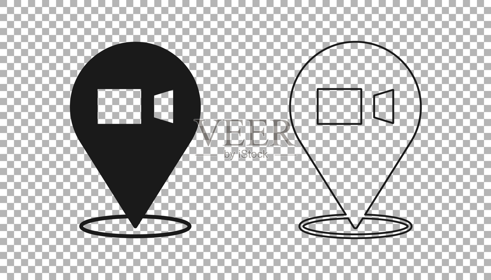 黑色视频聊天会议图标隔离在透明的背景。在线会议在家办公。远程项目管理。向量图标素材