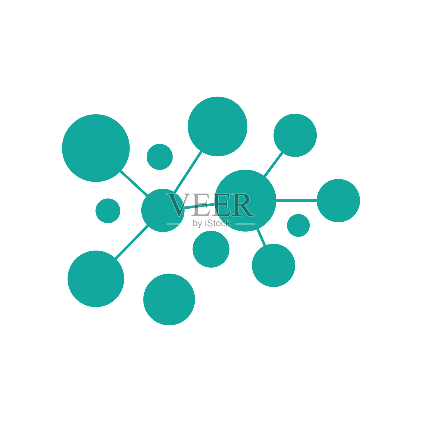 神经元标志或神经细胞标志设计，分子标志插图模板图标与矢量概念插画图片素材