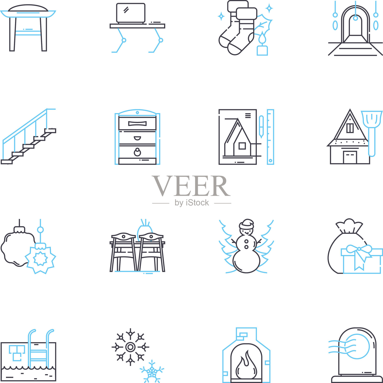 美容沙龙线性图标集魅力时尚图标素材