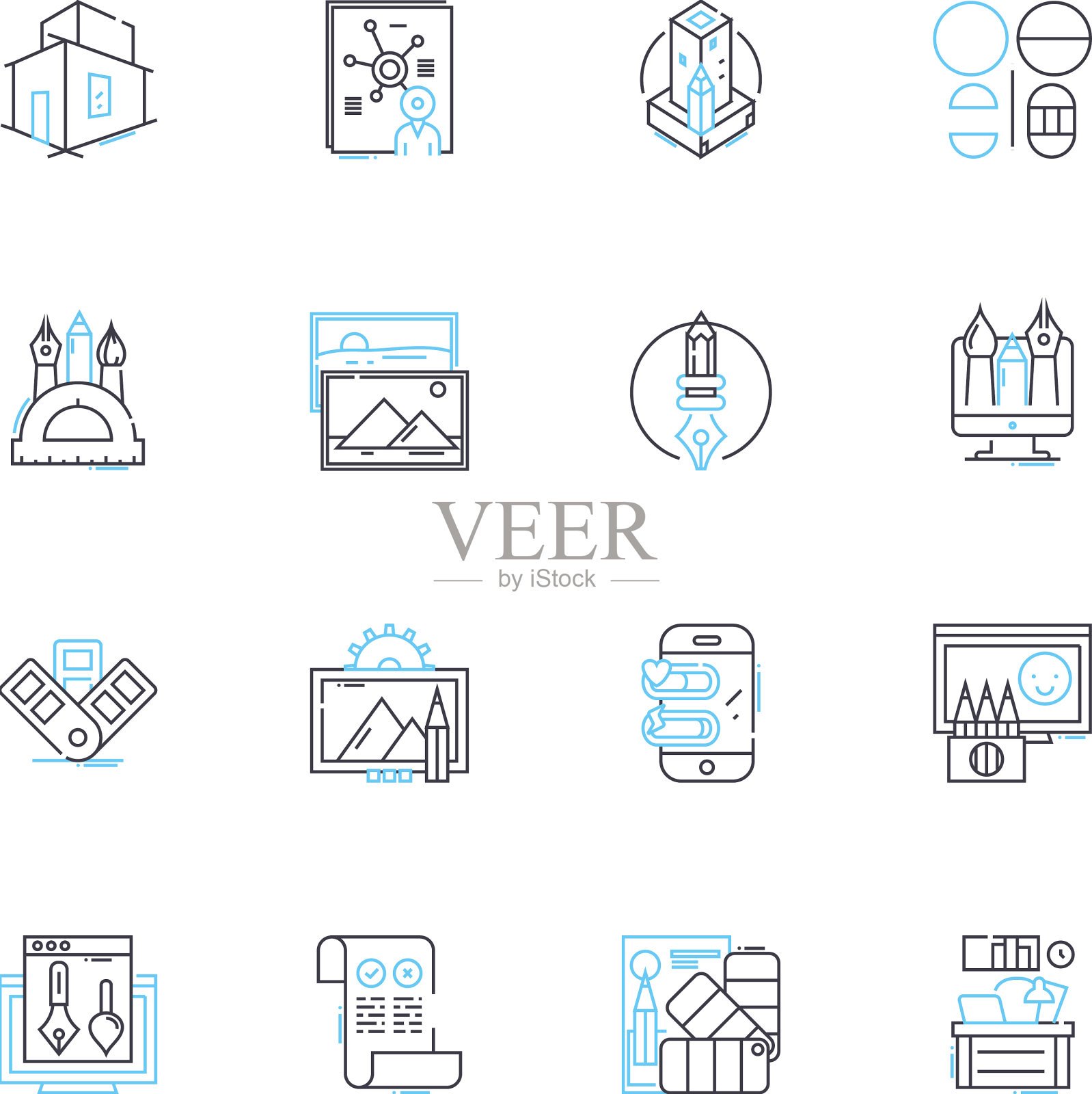 系统分析线性图标设置有条理图标素材