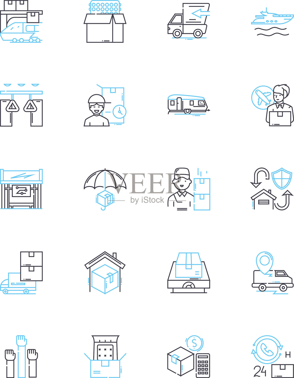 物流运动线性图标集装运图标素材